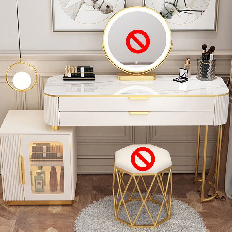 Eitelkeitsverkleidetisch im Glamstil mit 2 Schubladen und Steinoberteil