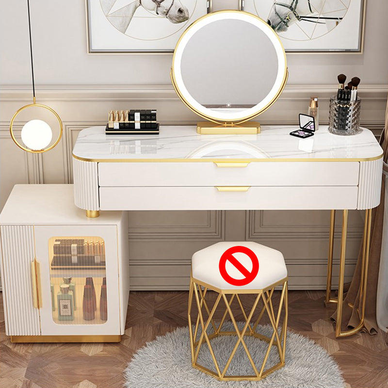 Eitelkeitsverkleidetisch im Glamstil mit 2 Schubladen und Steinoberteil