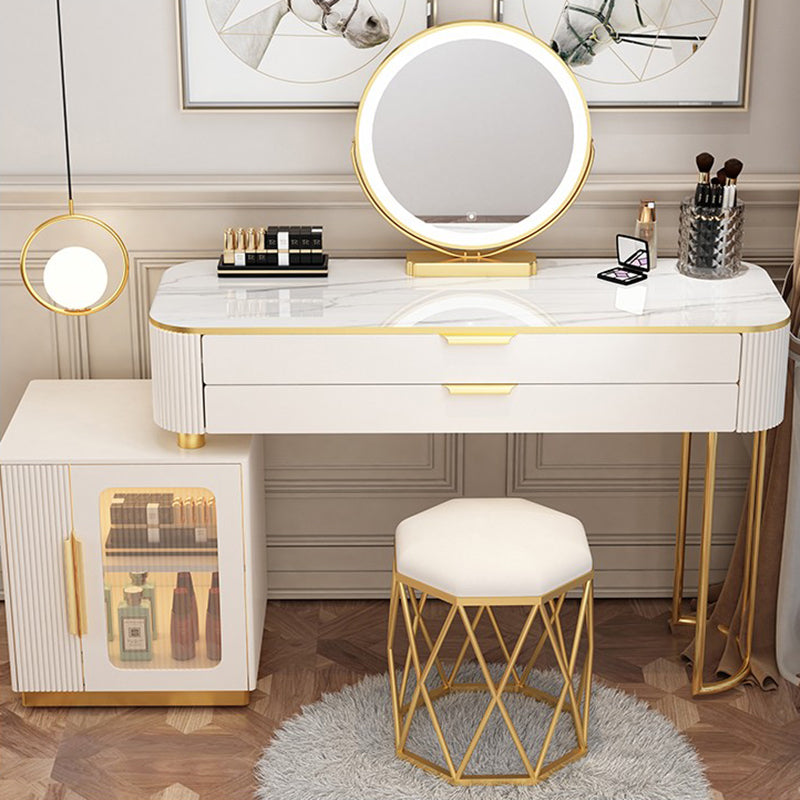 Eitelkeitsverkleidetisch im Glamstil mit 2 Schubladen und Steinoberteil