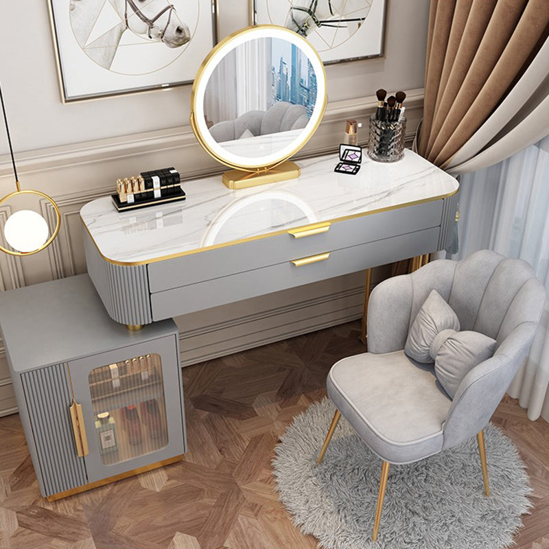 Eitelkeitsverkleidetisch im Glamstil mit 2 Schubladen und Steinoberteil