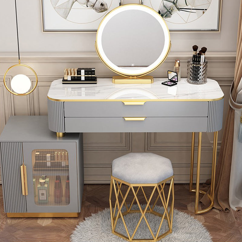 Eitelkeitsverkleidetisch im Glamstil mit 2 Schubladen und Steinoberteil