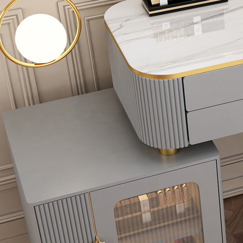 Eitelkeitsverkleidetisch im Glamstil mit 2 Schubladen und Steinoberteil