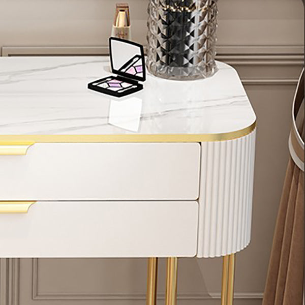 Eitelkeitsverkleidetisch im Glamstil mit 2 Schubladen und Steinoberteil