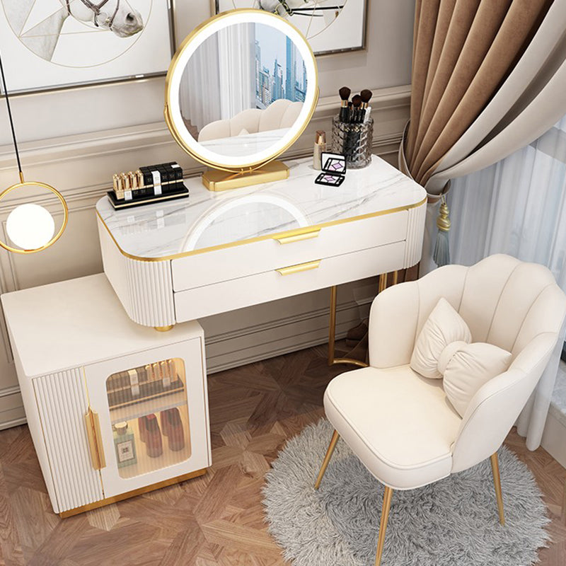 Eitelkeitsverkleidetisch im Glamstil mit 2 Schubladen und Steinoberteil