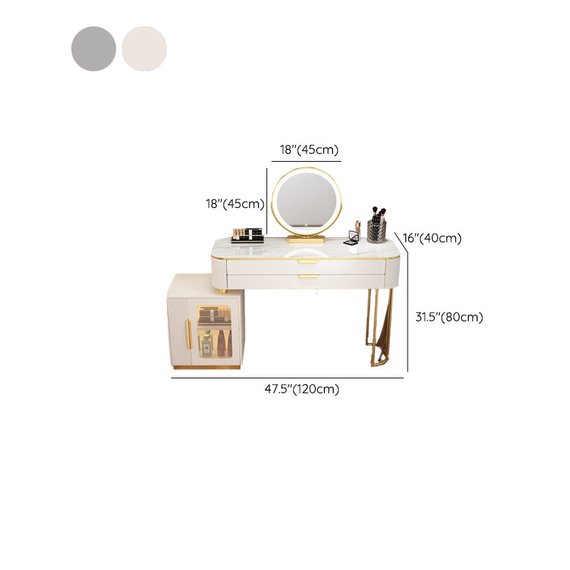 Eitelkeitsverkleidetisch im Glamstil mit 2 Schubladen und Steinoberteil