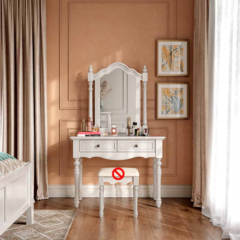 French Country Make-up Vanity Wooden Dressing Table with Drawer Makeup Vanity & Mirror Clearhalo 'Bedroom Furniture' 'furn' 'furn_makeup_vanities' 'Furniture' 'Makeup Vanities' 'makeup_vanities' 7522841