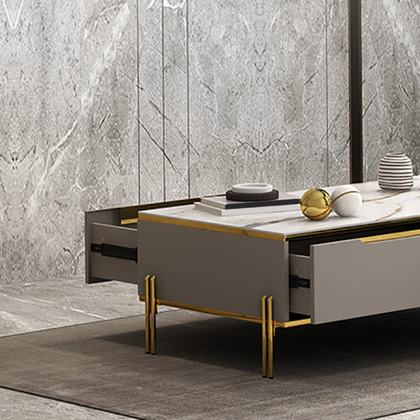 17" Wide Glam Cocktail Table Rectangle Stone Coffee Cocktail Table Clearhalo 'Coffee & Accent Tables' 'Coffee Tables' 'coffee_tables' 'furn' 'furn_coffee_tables' 'Furniture' 'Living Room Furniture' 7522886