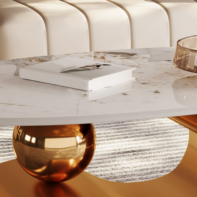 Stainless Steel Abstract Base Cocktail Table Oval Slate Top Coffee Table Clearhalo 'Coffee & Accent Tables' 'Coffee Tables' 'coffee_tables' 'furn' 'furn_coffee_tables' 'Furniture' 'Living Room Furniture' 7522900
