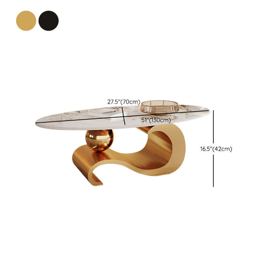 Stainless Steel Abstract Base Cocktail Table Oval Slate Top Coffee Table Clearhalo 'Coffee & Accent Tables' 'Coffee Tables' 'coffee_tables' 'furn' 'furn_coffee_tables' 'Furniture' 'Living Room Furniture' 7522905