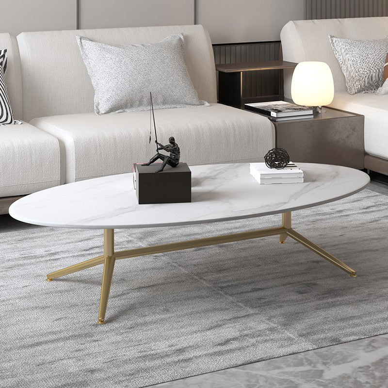 Glam Style Metal Base Cocktail Table Black and White Slate Top Coffee Table Clearhalo 'Coffee & Accent Tables' 'Coffee Tables' 'coffee_tables' 'furn' 'furn_coffee_tables' 'Furniture' 'Living Room Furniture' 7522907