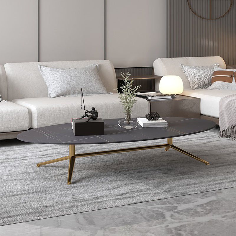 Glam Style Metal Base Cocktail Table Black and White Slate Top Coffee Table Clearhalo 'Coffee & Accent Tables' 'Coffee Tables' 'coffee_tables' 'furn' 'furn_coffee_tables' 'Furniture' 'Living Room Furniture' 7522909