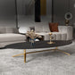 Glam Style Metal Base Cocktail Table Black and White Slate Top Coffee Table Clearhalo 'Coffee & Accent Tables' 'Coffee Tables' 'coffee_tables' 'furn' 'furn_coffee_tables' 'Furniture' 'Living Room Furniture' 7522911