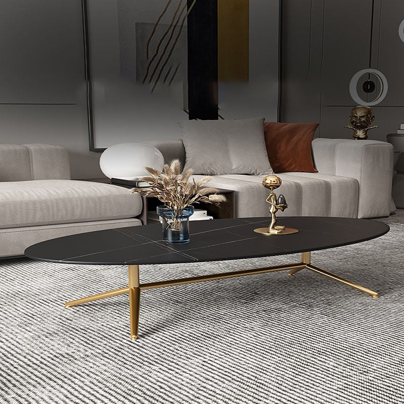 Glam Style Metal Base Cocktail Table Black and White Slate Top Coffee Table Clearhalo 'Coffee & Accent Tables' 'Coffee Tables' 'coffee_tables' 'furn' 'furn_coffee_tables' 'Furniture' 'Living Room Furniture' 7522911