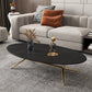 Glam Style Metal Base Cocktail Table Black and White Slate Top Coffee Table Clearhalo 'Coffee & Accent Tables' 'Coffee Tables' 'coffee_tables' 'furn' 'furn_coffee_tables' 'Furniture' 'Living Room Furniture' 7522914