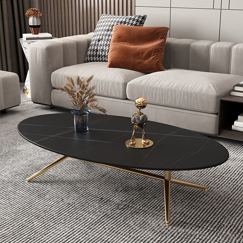 Glam Style Metal Base Cocktail Table Black and White Slate Top Coffee Table Clearhalo 'Coffee & Accent Tables' 'Coffee Tables' 'coffee_tables' 'furn' 'furn_coffee_tables' 'Furniture' 'Living Room Furniture' 7522914