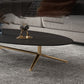 Glam Style Metal Base Cocktail Table Black and White Slate Top Coffee Table Clearhalo 'Coffee & Accent Tables' 'Coffee Tables' 'coffee_tables' 'furn' 'furn_coffee_tables' 'Furniture' 'Living Room Furniture' 7522918