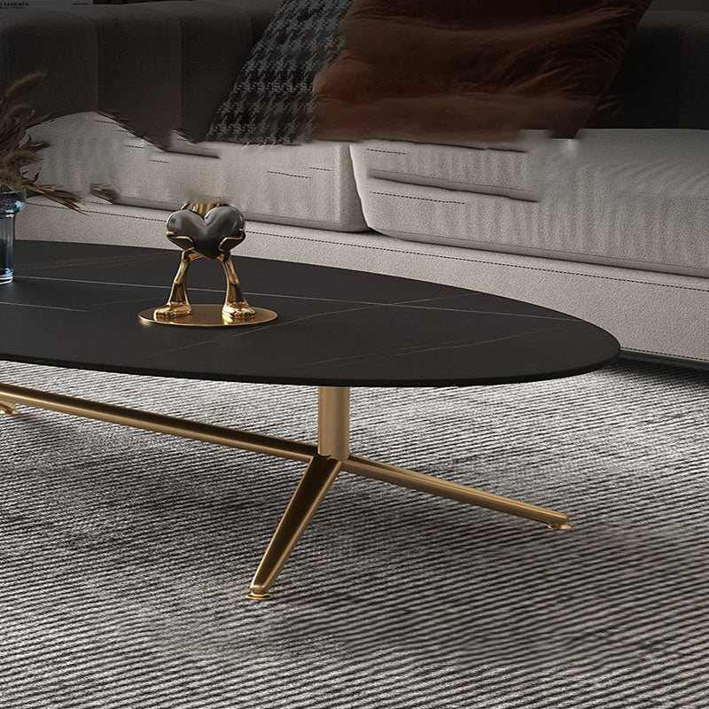 Glam Style Metal Base Cocktail Table Black and White Slate Top Coffee Table Clearhalo 'Coffee & Accent Tables' 'Coffee Tables' 'coffee_tables' 'furn' 'furn_coffee_tables' 'Furniture' 'Living Room Furniture' 7522918