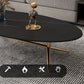 Glam Style Metal Base Cocktail Table Black and White Slate Top Coffee Table Clearhalo 'Coffee & Accent Tables' 'Coffee Tables' 'coffee_tables' 'furn' 'furn_coffee_tables' 'Furniture' 'Living Room Furniture' 7522920