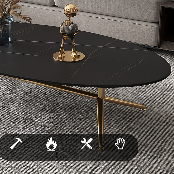 Glam Style Metal Base Cocktail Table Black and White Slate Top Coffee Table Clearhalo 'Coffee & Accent Tables' 'Coffee Tables' 'coffee_tables' 'furn' 'furn_coffee_tables' 'Furniture' 'Living Room Furniture' 7522920