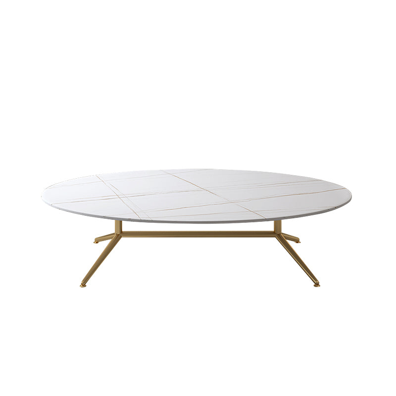 Glam Style Metal Base Cocktail Table Black and White Slate Top Coffee Table 39.5"L x 24"W x 16"H White-Gold Clearhalo 'Coffee & Accent Tables' 'Coffee Tables' 'coffee_tables' 'furn' 'furn_coffee_tables' 'Furniture' 'Living Room Furniture' 7522923