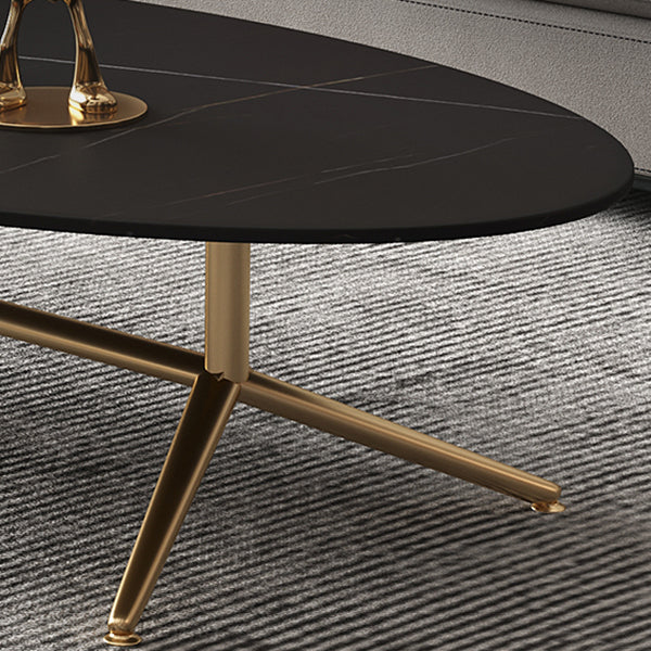 Glam Style Metal Base Cocktail Table Black and White Slate Top Coffee Table Clearhalo 'Coffee & Accent Tables' 'Coffee Tables' 'coffee_tables' 'furn' 'furn_coffee_tables' 'Furniture' 'Living Room Furniture' 7522924