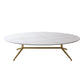 Glam Style Metal Base Cocktail Table Black and White Slate Top Coffee Table 47"L x 27.5"W x 16"H White-Gold Clearhalo 'Coffee & Accent Tables' 'Coffee Tables' 'coffee_tables' 'furn' 'furn_coffee_tables' 'Furniture' 'Living Room Furniture' 7522926