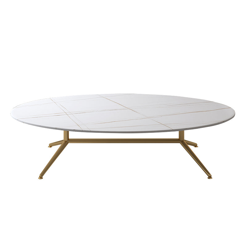 Glam Style Metal Base Cocktail Table Black and White Slate Top Coffee Table 47"L x 27.5"W x 16"H White-Gold Clearhalo 'Coffee & Accent Tables' 'Coffee Tables' 'coffee_tables' 'furn' 'furn_coffee_tables' 'Furniture' 'Living Room Furniture' 7522926