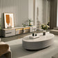 Glam Oval Slate Top Coffee Table 13.77" Tall Cocktail Table with Storage