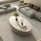 Glam Oval Slate Top Coffee Table 13.77" Tall Cocktail Table with Storage