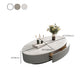 Glam Oval Slate Top Coffee Table 13.77" Tall Cocktail Table with Storage
