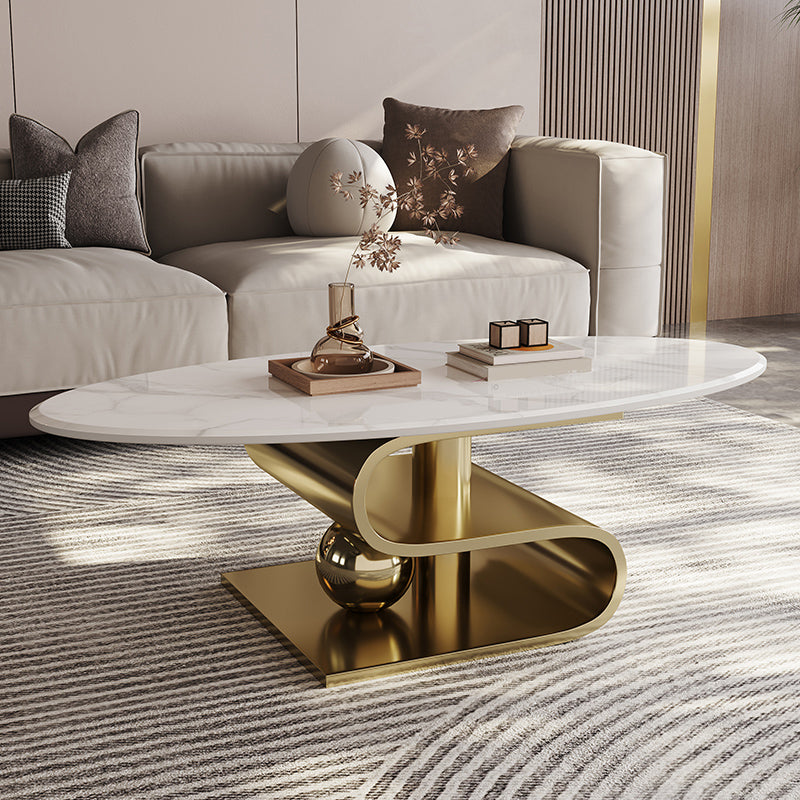 Stainless Steel Abstract Base Cocktail Table Glam Slate Top Coffee Table Clearhalo 'Coffee & Accent Tables' 'Coffee Tables' 'coffee_tables' 'furn' 'furn_coffee_tables' 'Furniture' 'Living Room Furniture' 7522948