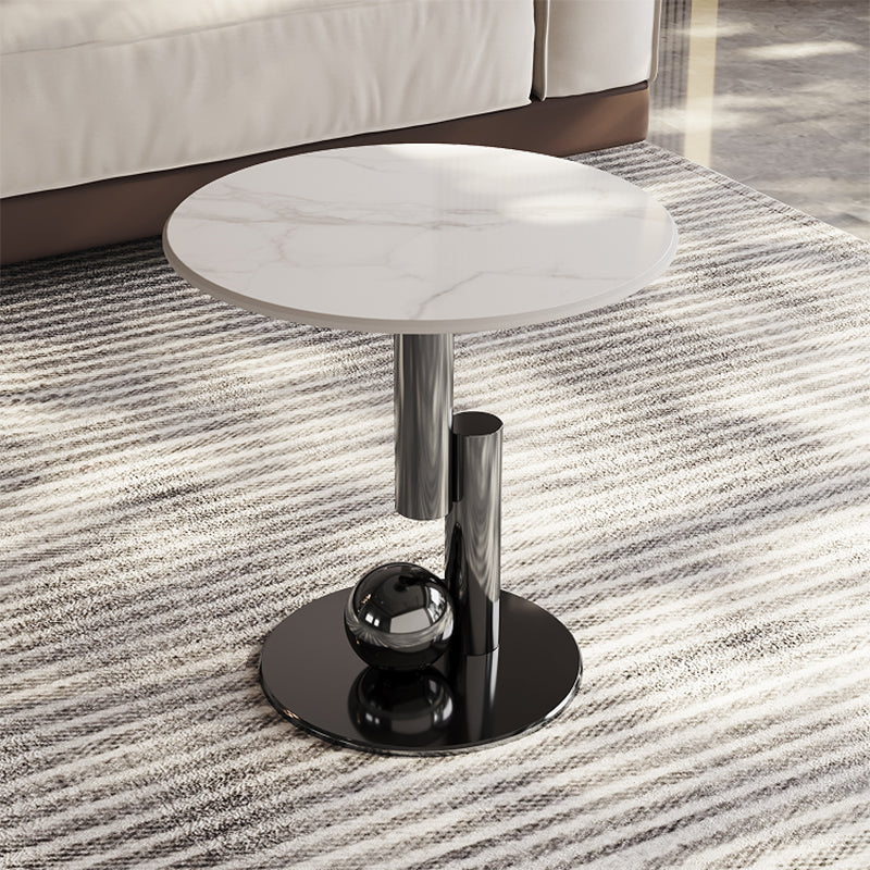 Stainless Steel Abstract Base Cocktail Table Glam Slate Top Coffee Table 19.7"L x 19.7"W x 19.7"H Gray Clearhalo 'Coffee & Accent Tables' 'Coffee Tables' 'coffee_tables' 'furn' 'furn_coffee_tables' 'Furniture' 'Living Room Furniture' 7522949