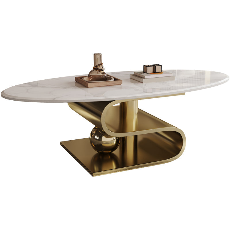 Stainless Steel Abstract Base Cocktail Table Glam Slate Top Coffee Table Gold Clearhalo 'Coffee & Accent Tables' 'Coffee Tables' 'coffee_tables' 'furn' 'furn_coffee_tables' 'Furniture' 'Living Room Furniture' 7522950