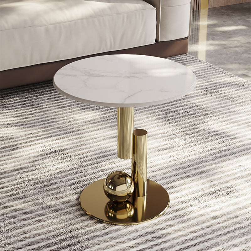 Stainless Steel Abstract Base Cocktail Table Glam Slate Top Coffee Table 19.7"L x 19.7"W x 19.7"H Gold Clearhalo 'Coffee & Accent Tables' 'Coffee Tables' 'coffee_tables' 'furn' 'furn_coffee_tables' 'Furniture' 'Living Room Furniture' 7522952