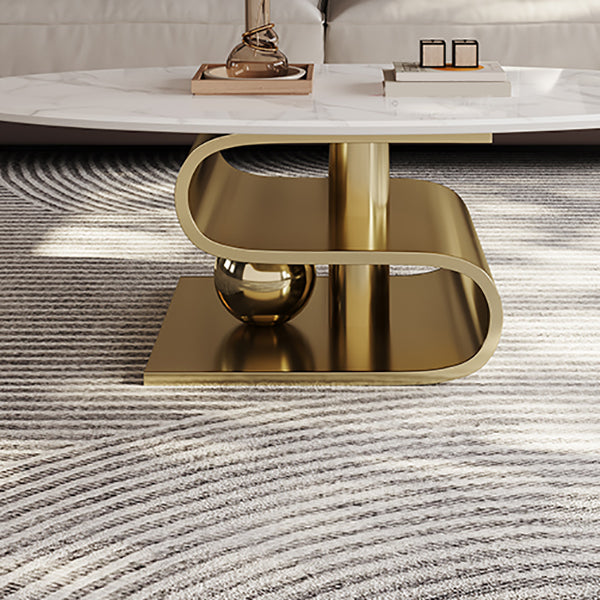 Stainless Steel Abstract Base Cocktail Table Glam Slate Top Coffee Table Clearhalo 'Coffee & Accent Tables' 'Coffee Tables' 'coffee_tables' 'furn' 'furn_coffee_tables' 'Furniture' 'Living Room Furniture' 7522957