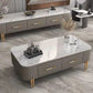 Rectangular Slate Top Coffee Table 4 Legs Cocktail Table with 2 Drawers White-Gray Clearhalo 'Coffee & Accent Tables' 'Coffee Tables' 'coffee_tables' 'furn' 'furn_coffee_tables' 'Furniture' 'Living Room Furniture' 7522969