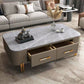 Rectangular Slate Top Coffee Table 4 Legs Cocktail Table with 2 Drawers Clearhalo 'Coffee & Accent Tables' 'Coffee Tables' 'coffee_tables' 'furn' 'furn_coffee_tables' 'Furniture' 'Living Room Furniture' 7522972