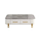 Rectangular Slate Top Coffee Table 4 Legs Cocktail Table with 2 Drawers Clearhalo 'Coffee & Accent Tables' 'Coffee Tables' 'coffee_tables' 'furn' 'furn_coffee_tables' 'Furniture' 'Living Room Furniture' 7522974