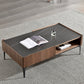Rectangular Slate Top Coffee Table 4 Legs Cocktail Table with Storage Brown Black Clearhalo 'Coffee & Accent Tables' 'Coffee Tables' 'coffee_tables' 'furn' 'furn_coffee_tables' 'Furniture' 'Living Room Furniture' 7522983