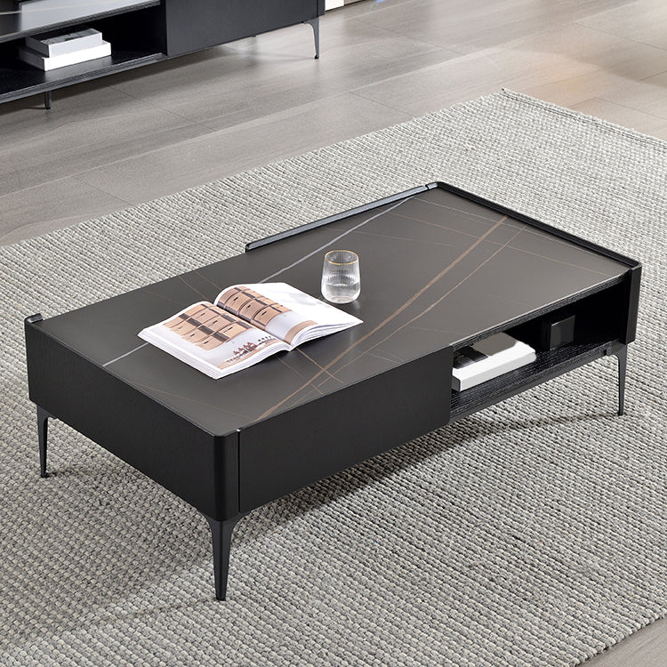 Rectangular Slate Top Coffee Table 4 Legs Cocktail Table with Storage Clearhalo 'Coffee & Accent Tables' 'Coffee Tables' 'coffee_tables' 'furn' 'furn_coffee_tables' 'Furniture' 'Living Room Furniture' 7522985