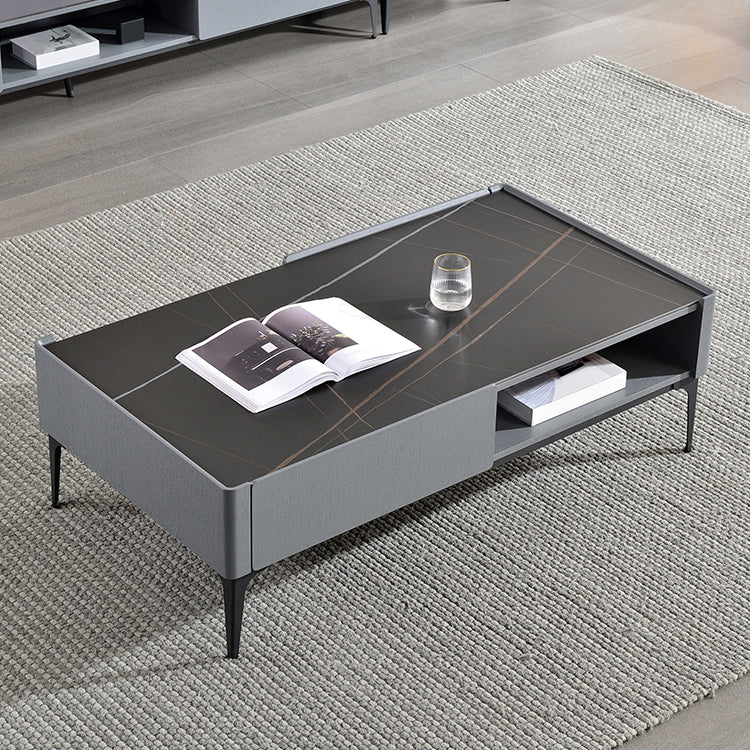 Rectangular Slate Top Coffee Table 4 Legs Cocktail Table with Storage Clearhalo 'Coffee & Accent Tables' 'Coffee Tables' 'coffee_tables' 'furn' 'furn_coffee_tables' 'Furniture' 'Living Room Furniture' 7522987