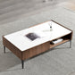 Rectangular Slate Top Coffee Table 4 Legs Cocktail Table with Storage White-Brown Clearhalo 'Coffee & Accent Tables' 'Coffee Tables' 'coffee_tables' 'furn' 'furn_coffee_tables' 'Furniture' 'Living Room Furniture' 7522988