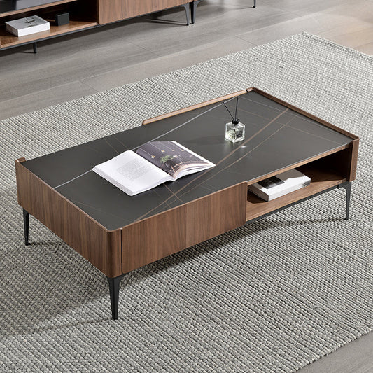 Rectangular Slate Top Coffee Table 4 Legs Cocktail Table with Storage Clearhalo 'Coffee & Accent Tables' 'Coffee Tables' 'coffee_tables' 'furn' 'furn_coffee_tables' 'Furniture' 'Living Room Furniture' 7522989