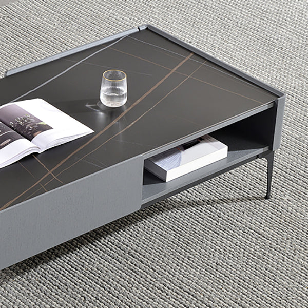 Rectangular Slate Top Coffee Table 4 Legs Cocktail Table with Storage Clearhalo 'Coffee & Accent Tables' 'Coffee Tables' 'coffee_tables' 'furn' 'furn_coffee_tables' 'Furniture' 'Living Room Furniture' 7522994