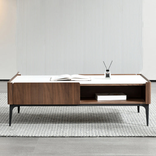 Rectangular Slate Top Coffee Table 4 Legs Cocktail Table with Storage Clearhalo 'Coffee & Accent Tables' 'Coffee Tables' 'coffee_tables' 'furn' 'furn_coffee_tables' 'Furniture' 'Living Room Furniture' 7522996