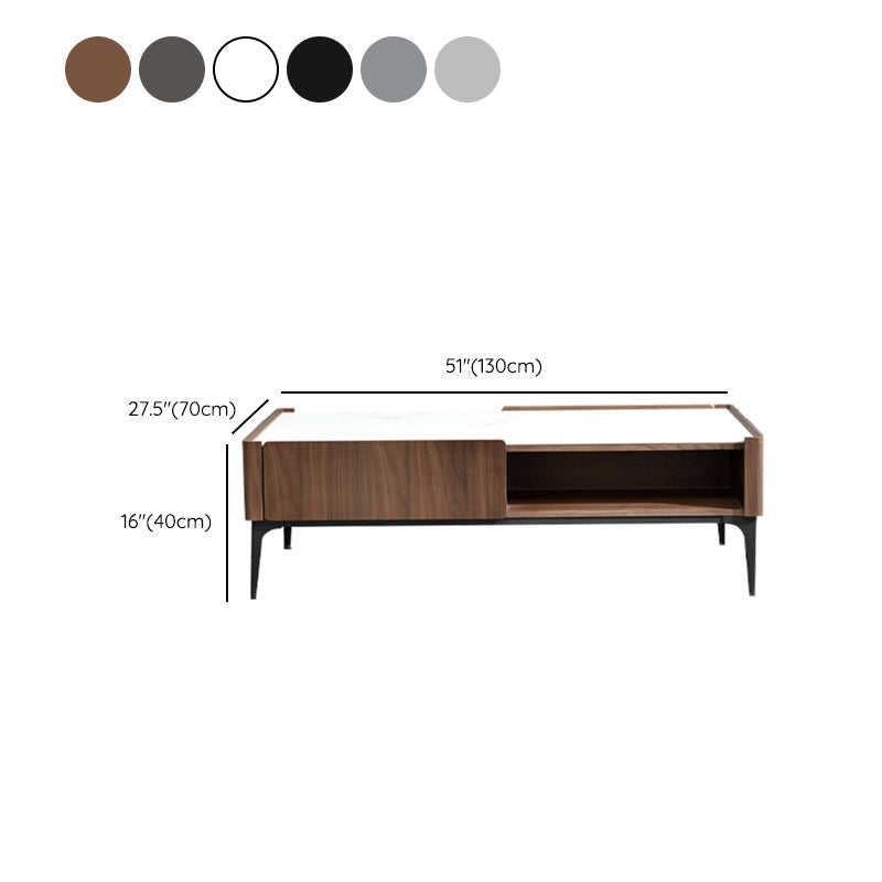 Rectangular Slate Top Coffee Table 4 Legs Cocktail Table with Storage Clearhalo 'Coffee & Accent Tables' 'Coffee Tables' 'coffee_tables' 'furn' 'furn_coffee_tables' 'Furniture' 'Living Room Furniture' 7522999