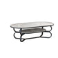 Metal Abstract Base Cocktail Table Oval Slate Top Coffee Table with Shelf Black-White Clearhalo 'Coffee & Accent Tables' 'Coffee Tables' 'coffee_tables' 'furn' 'furn_coffee_tables' 'Furniture' 'Living Room Furniture' 7523001