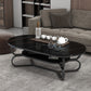 Metal Abstract Base Cocktail Table Oval Slate Top Coffee Table with Shelf Clearhalo 'Coffee & Accent Tables' 'Coffee Tables' 'coffee_tables' 'furn' 'furn_coffee_tables' 'Furniture' 'Living Room Furniture' 7523003