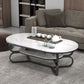 Metal Abstract Base Cocktail Table Oval Slate Top Coffee Table with Shelf Clearhalo 'Coffee & Accent Tables' 'Coffee Tables' 'coffee_tables' 'furn' 'furn_coffee_tables' 'Furniture' 'Living Room Furniture' 7523007