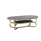 Metal Abstract Base Cocktail Table Oval Slate Top Coffee Table with Shelf Grey-Gold Clearhalo 'Coffee & Accent Tables' 'Coffee Tables' 'coffee_tables' 'furn' 'furn_coffee_tables' 'Furniture' 'Living Room Furniture' 7523011